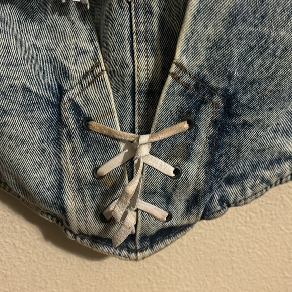 VTG Havoc Jean jacket with leather fringe size medium - Picture 8 of 9